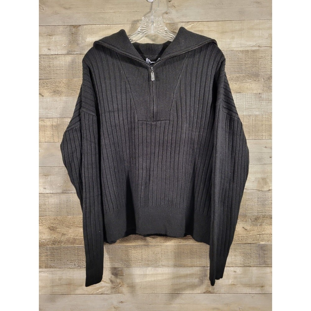 525 America Womens LRG Cable Knit Half Zip Pullover Sweater Crop Heavyweight
